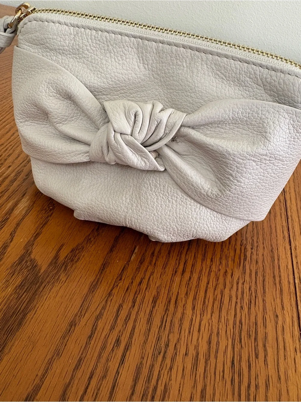 ANTONIO MELANI Cream Leather Knot Bow Clutch Bag